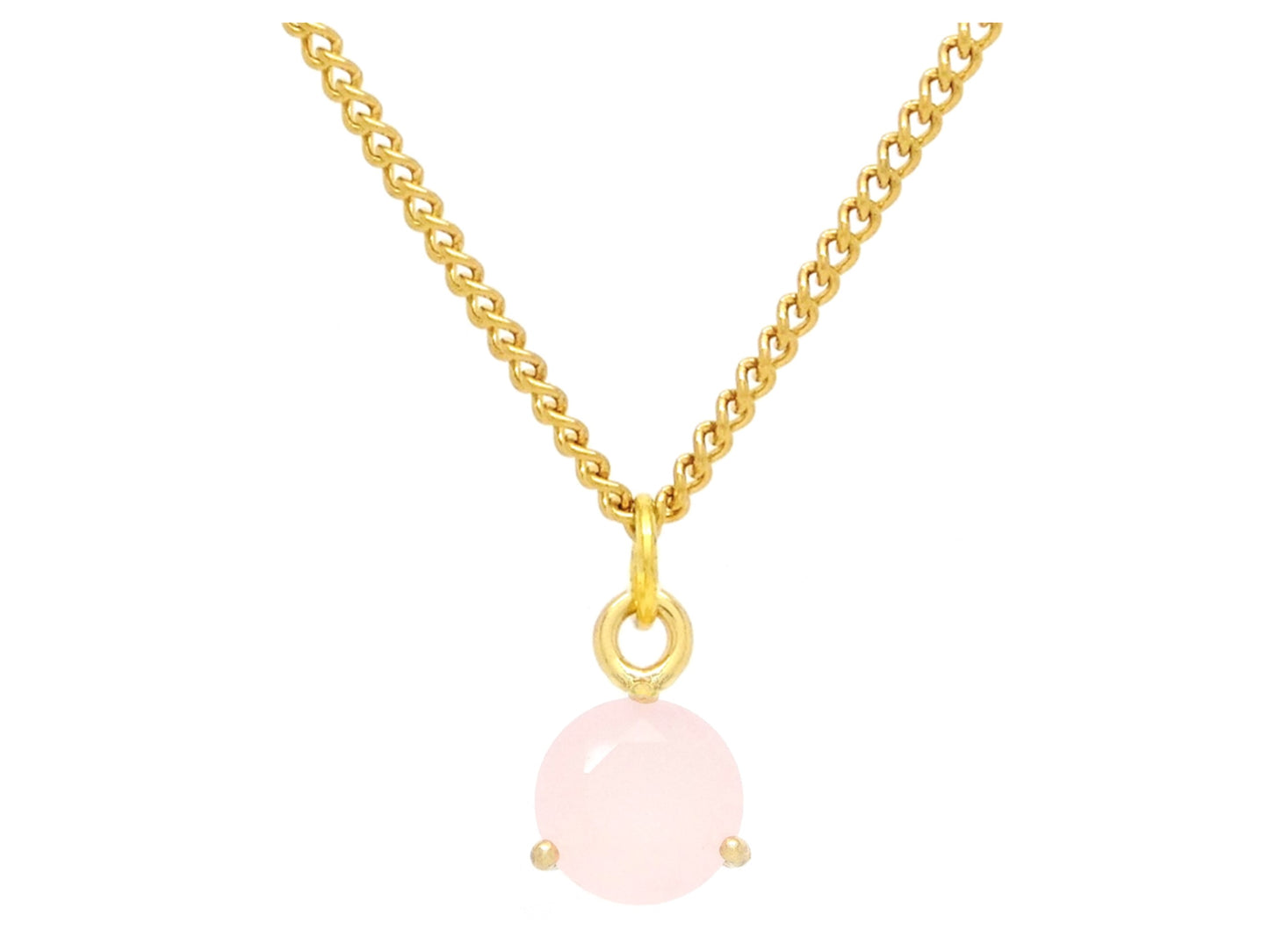 Pink Moonstone Round Gold Necklace MAIN