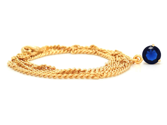 Dark Blue Gem Gold Necklace FRONT