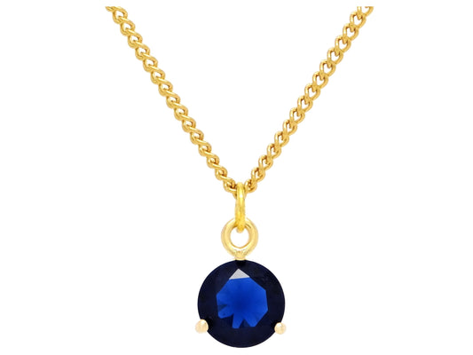 Dark Blue Gem Gold Necklace MAIN