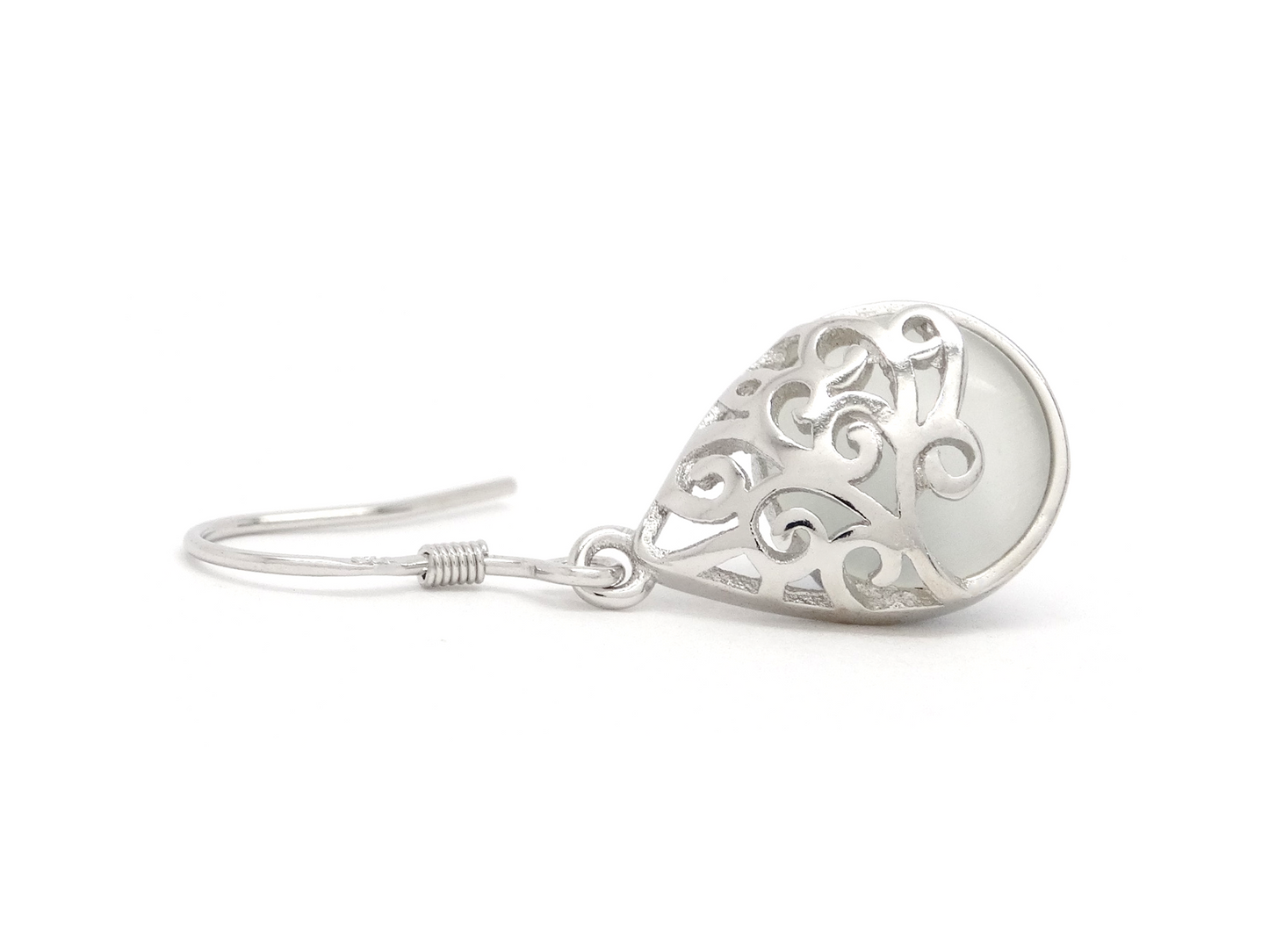 Decorated White Moonstone Earrings