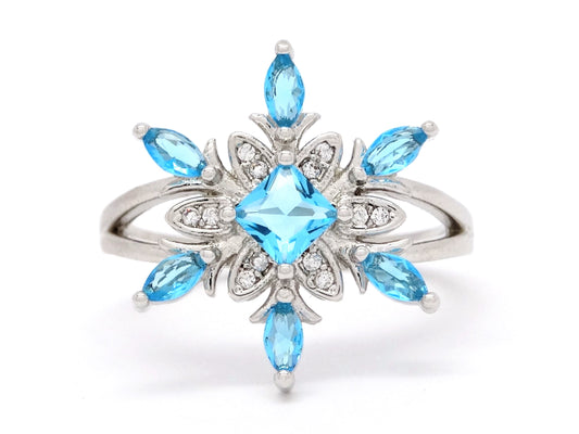 Silver blue snowflake ring MAIN