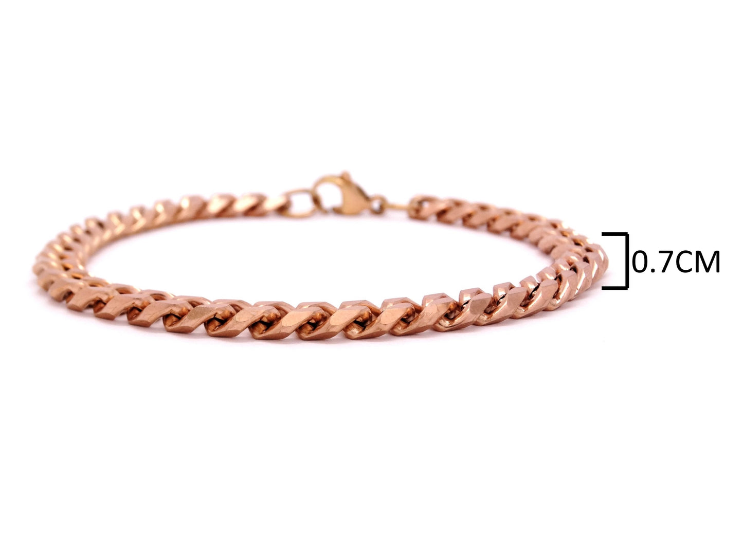 Rose gold curb link bracelet MEASUREMENT