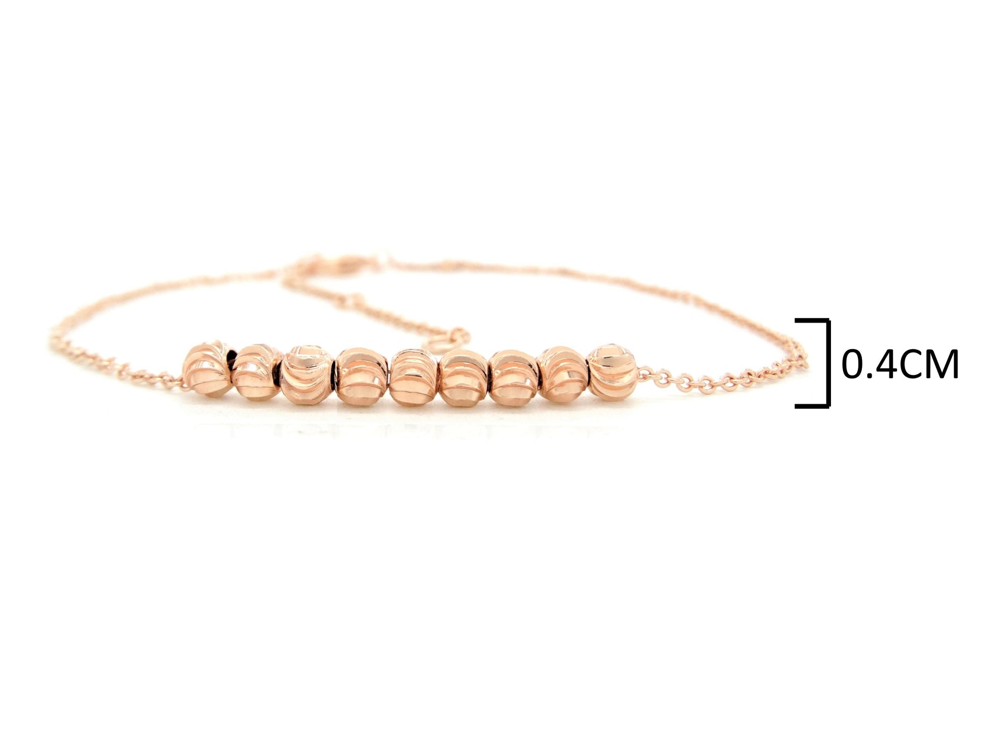 Rose gold bead chain anklet MEASUREMENT
