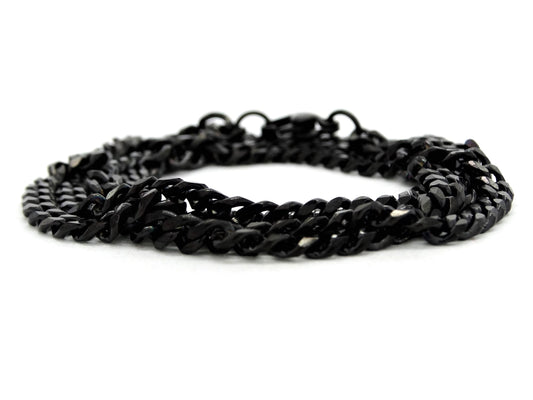 Black stainless steel thin chain anklet DISPLAY