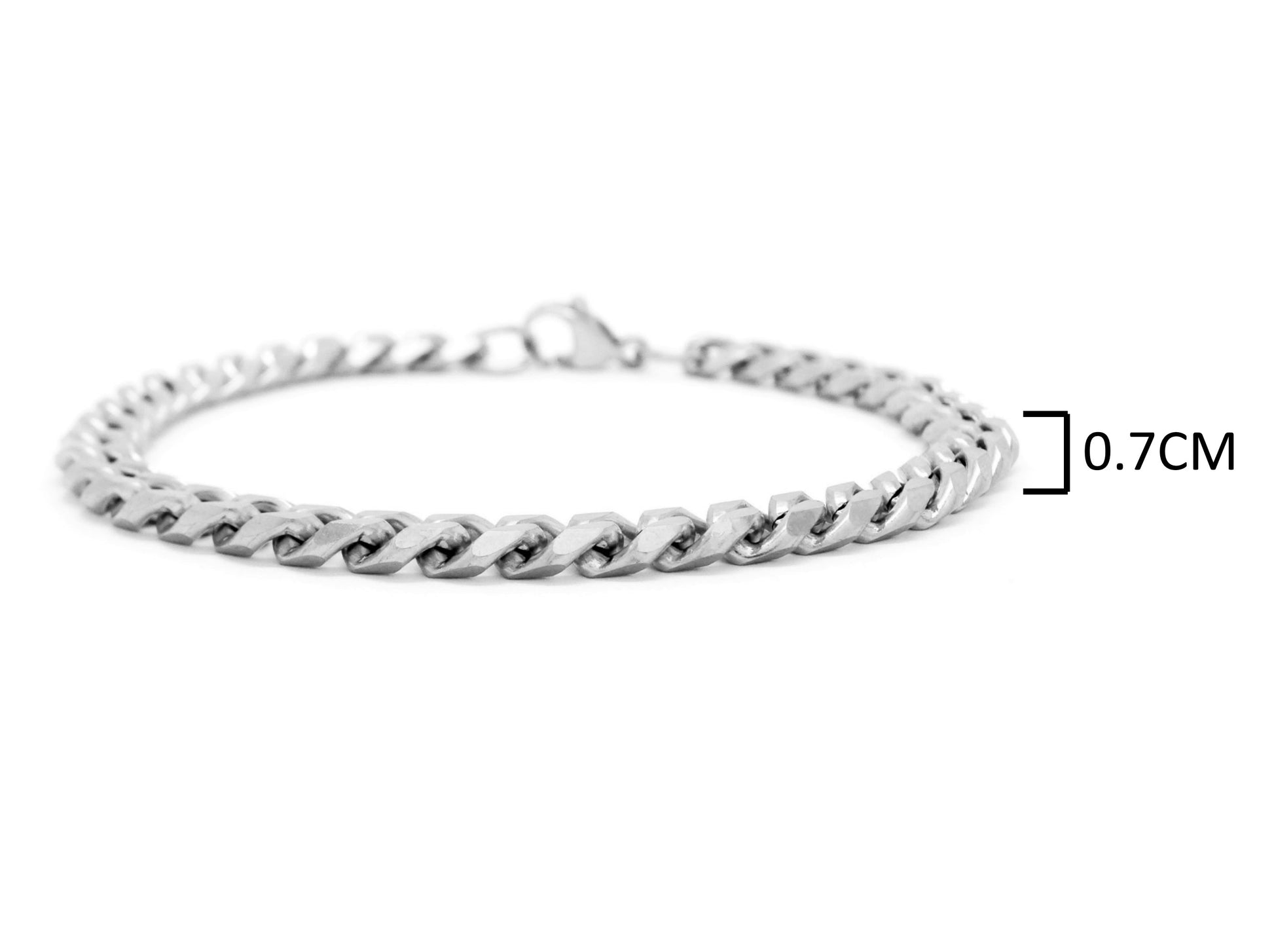 Stainless steel curb link bracelet MEASUREMENT