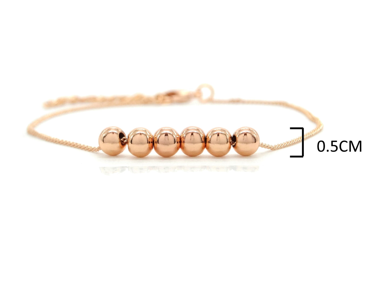 Rose gold bead chain bracelet MEASUREMENT