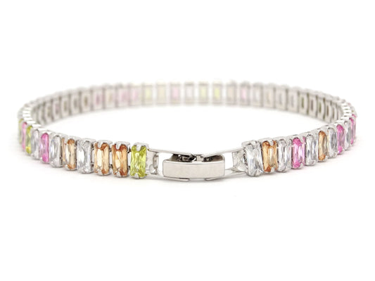 Different colored baguette tennis bracelet BACK