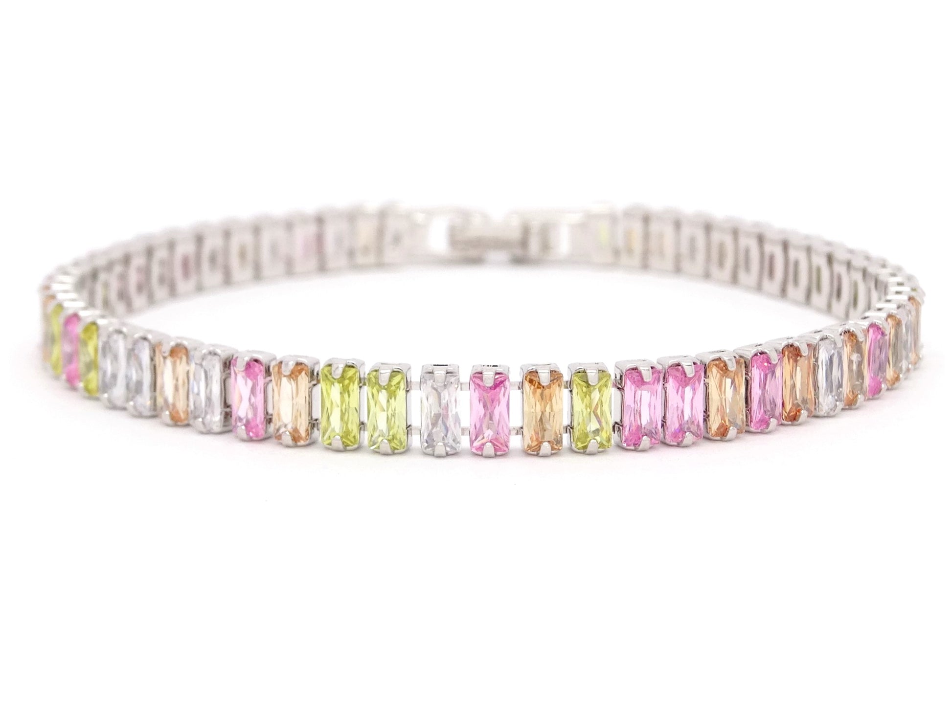 Different colored baguette tennis bracelet MAIN