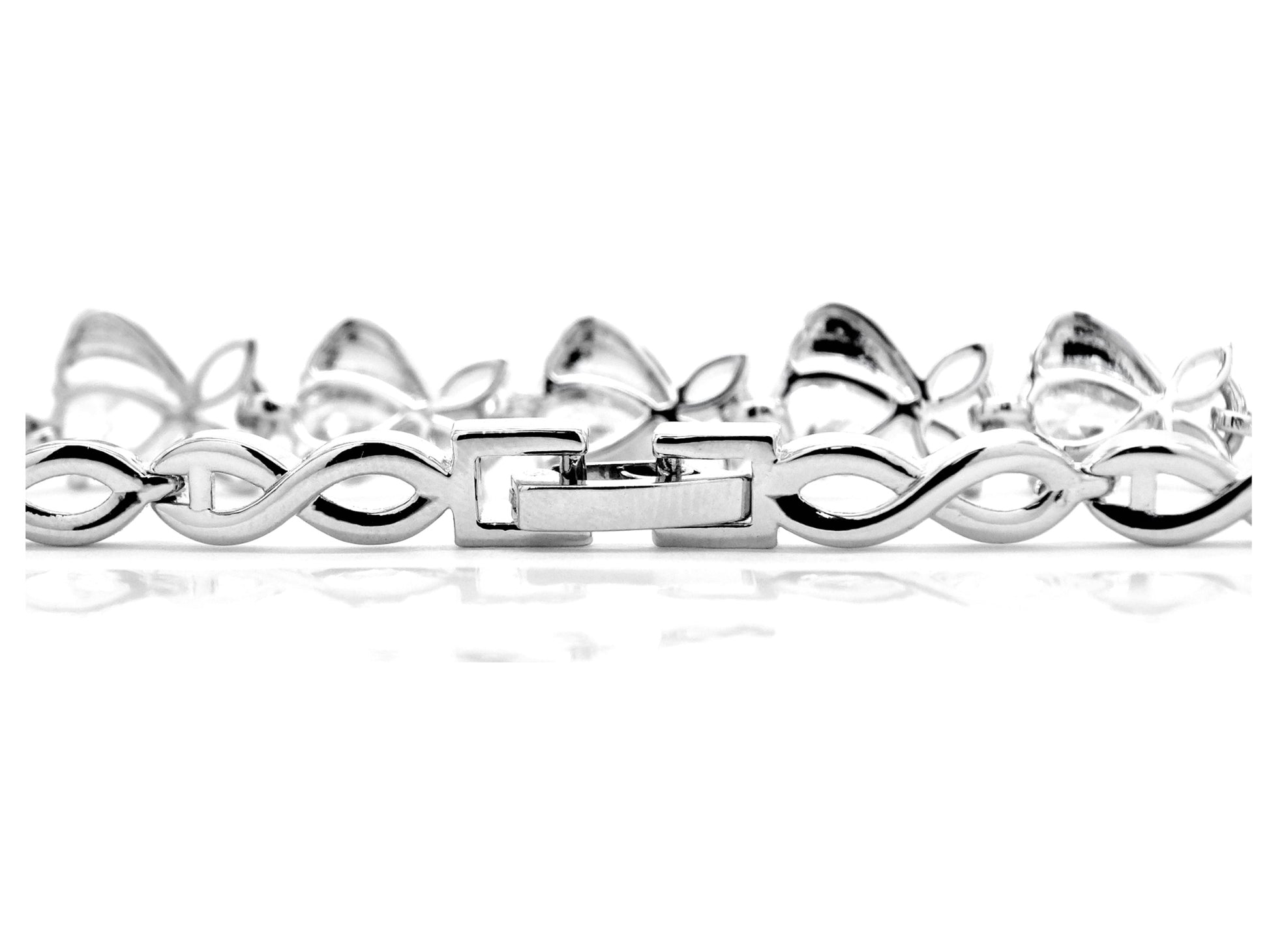Sparkly white silver plated bracelet BACK