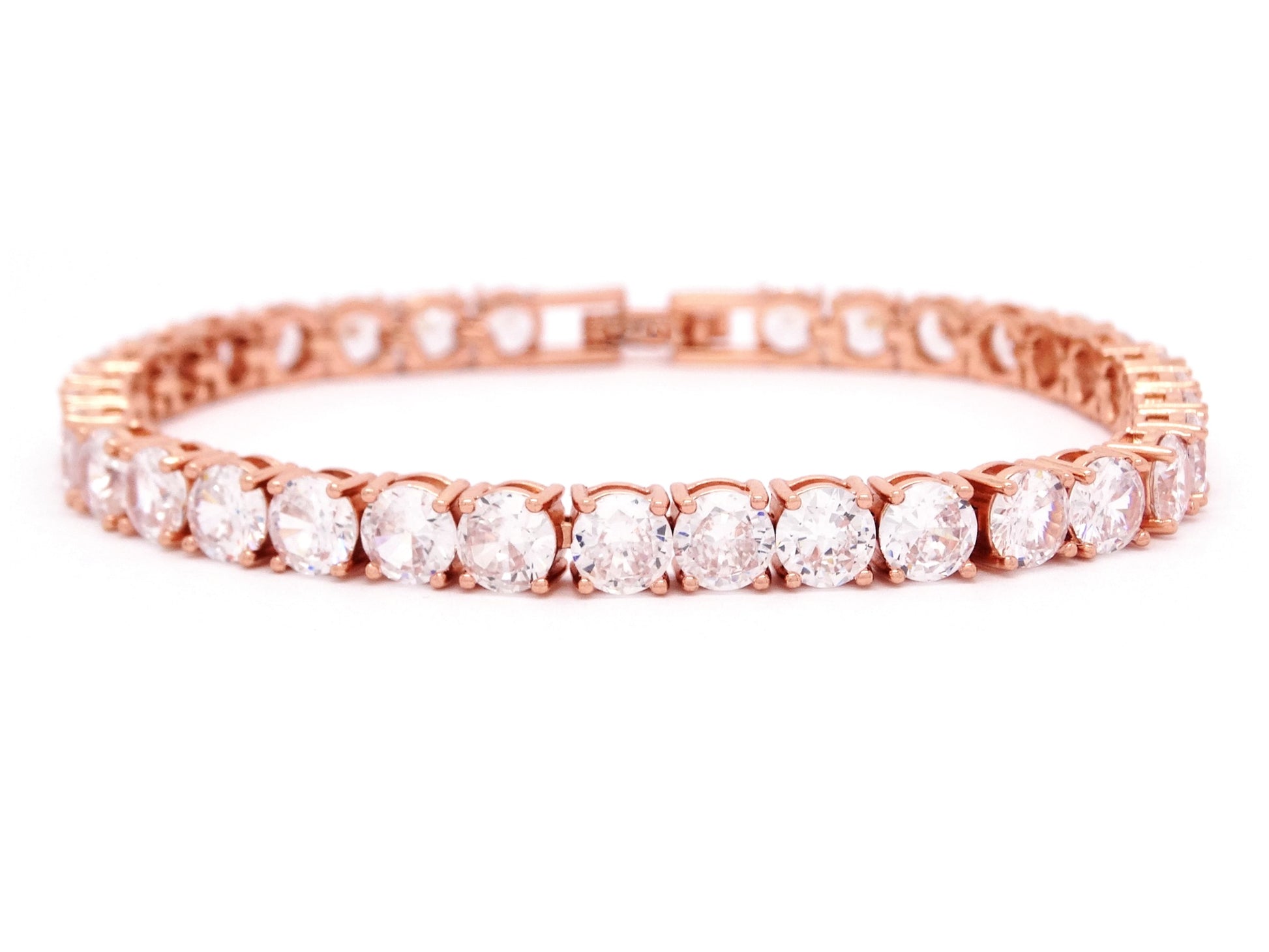 Rose gold round white tennis bracelet MAIN