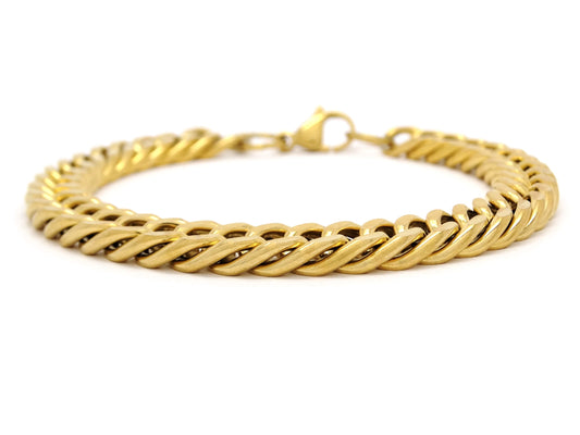 Gold double curb link chain bracelet MAIN