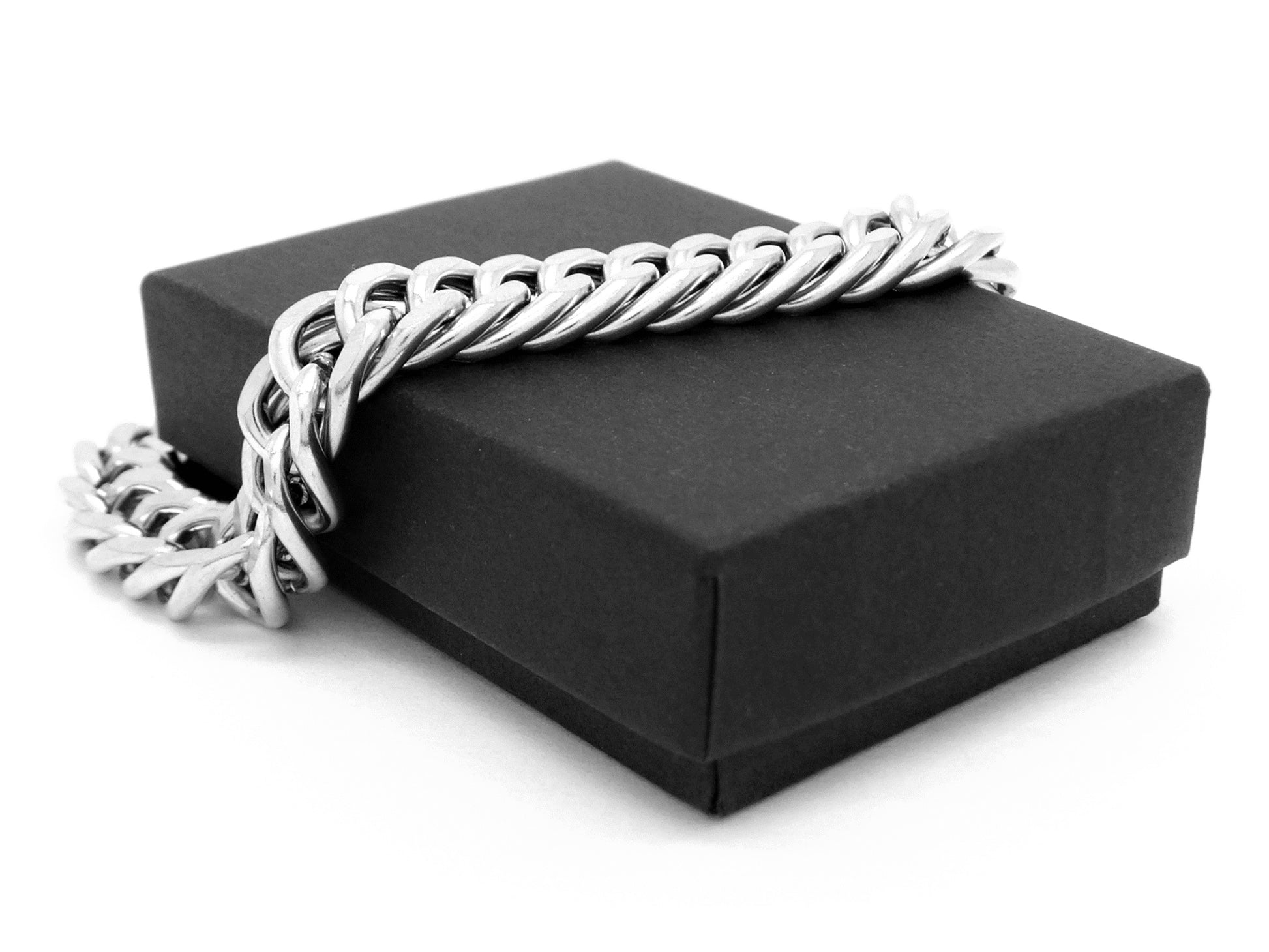 Stainless steel double curb link chain bracelet GIFT BOX