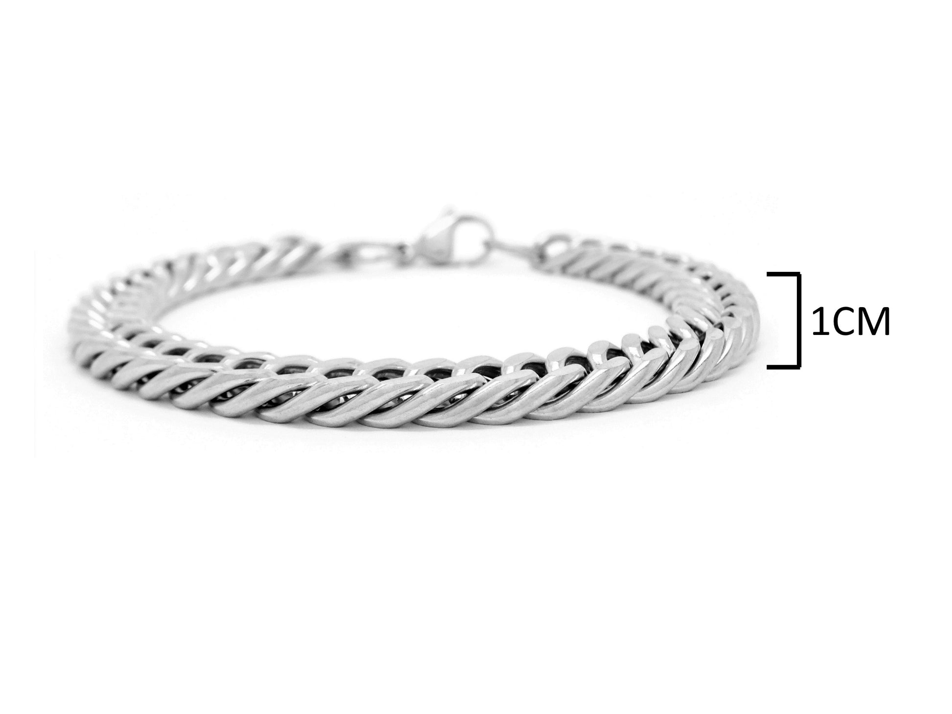 Stainless steel double curb link chain bracelet MEASUREMENT