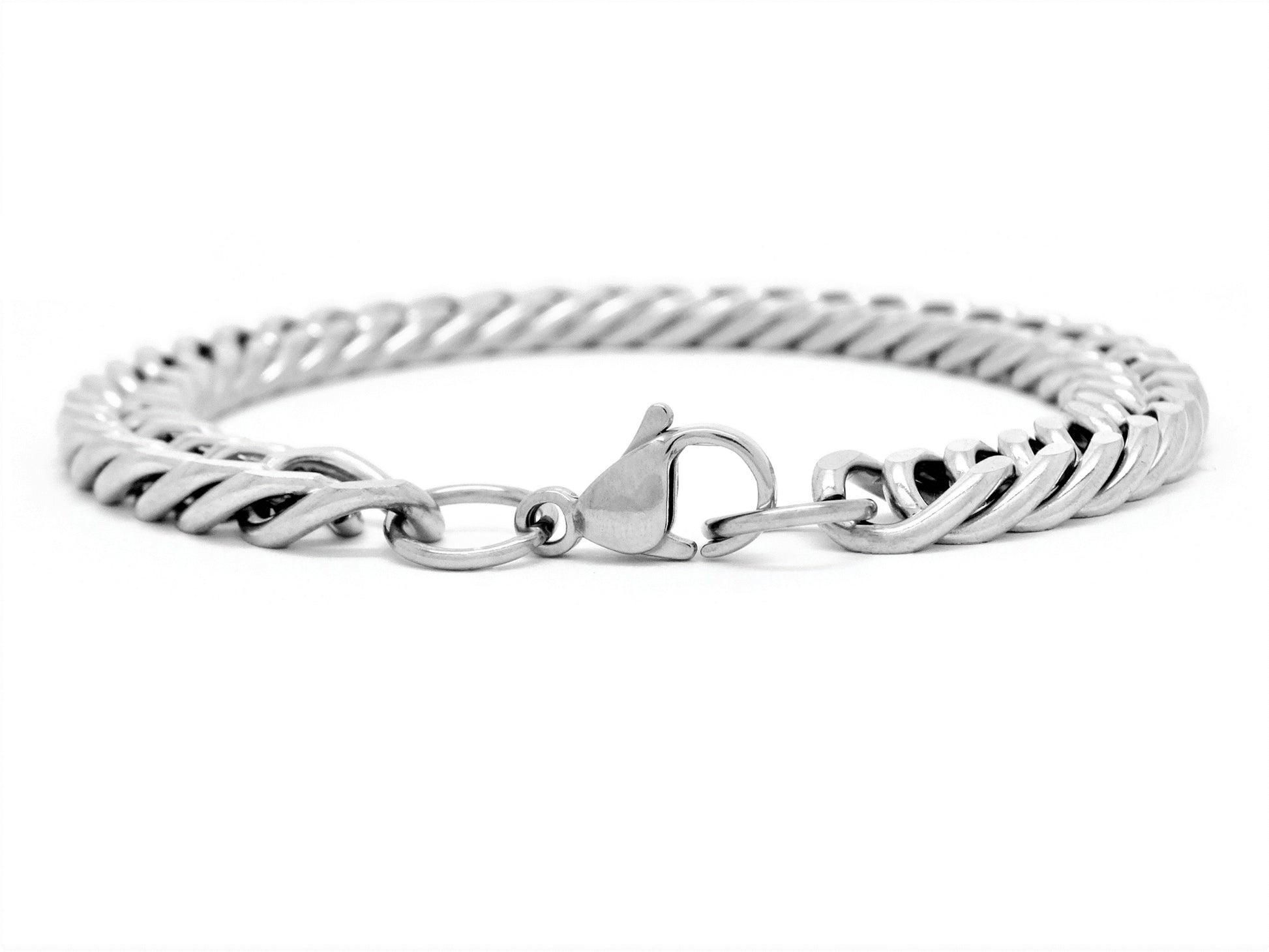 Stainless steel double curb link chain bracelet BACK