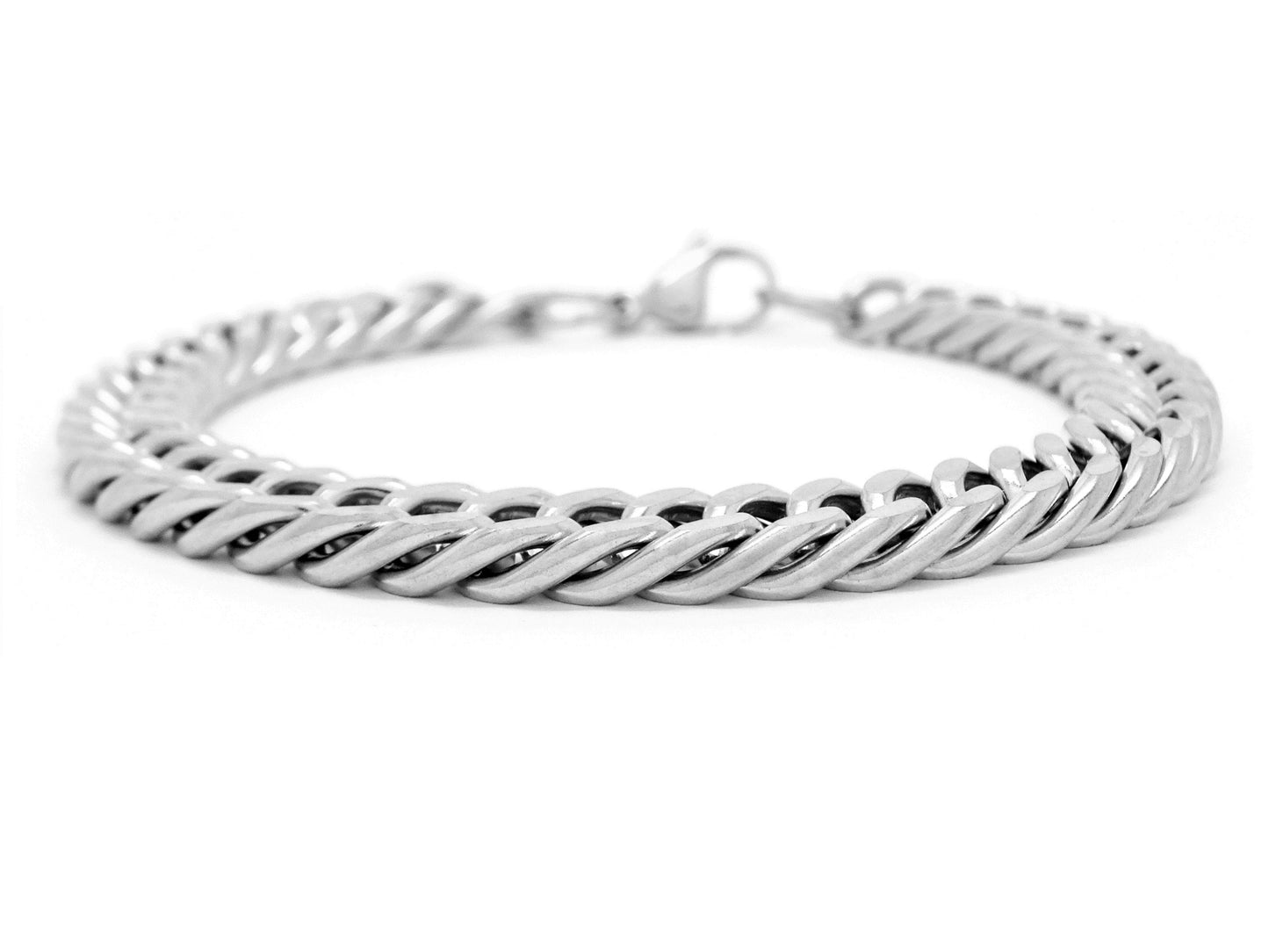 Stainless steel double curb link chain bracelet MAIN