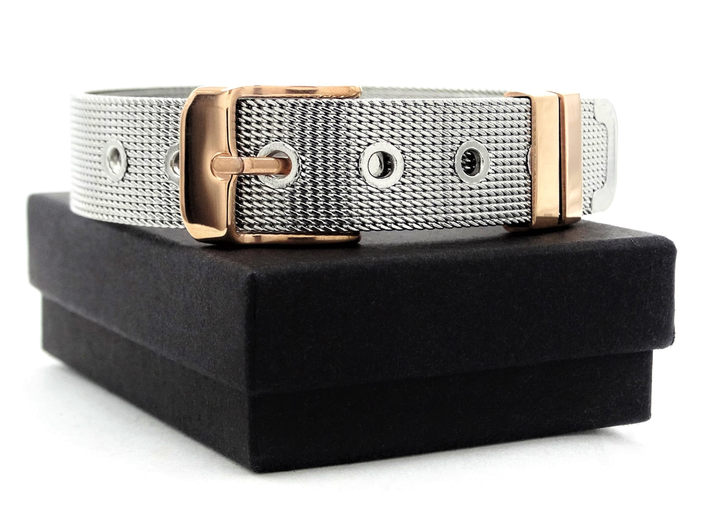 Steel and rose gold belt bracelet GIFT BOX