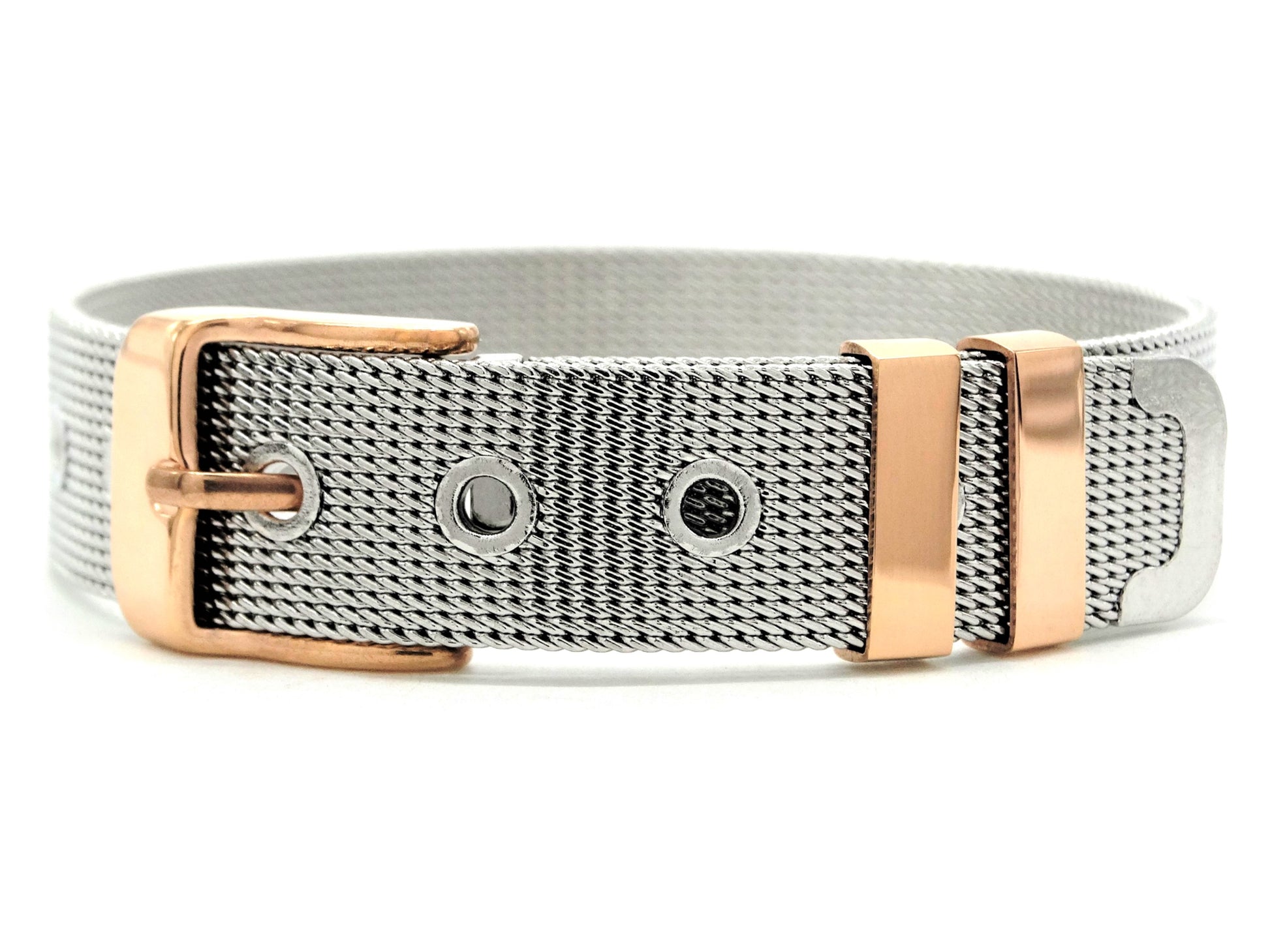 Steel and rose gold belt bracelet MAIN