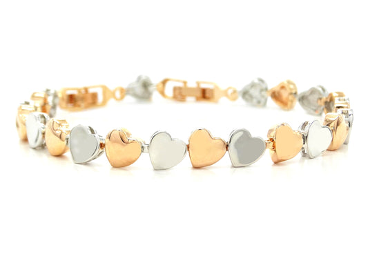 Rose and white gold heart bracelet MAIN
