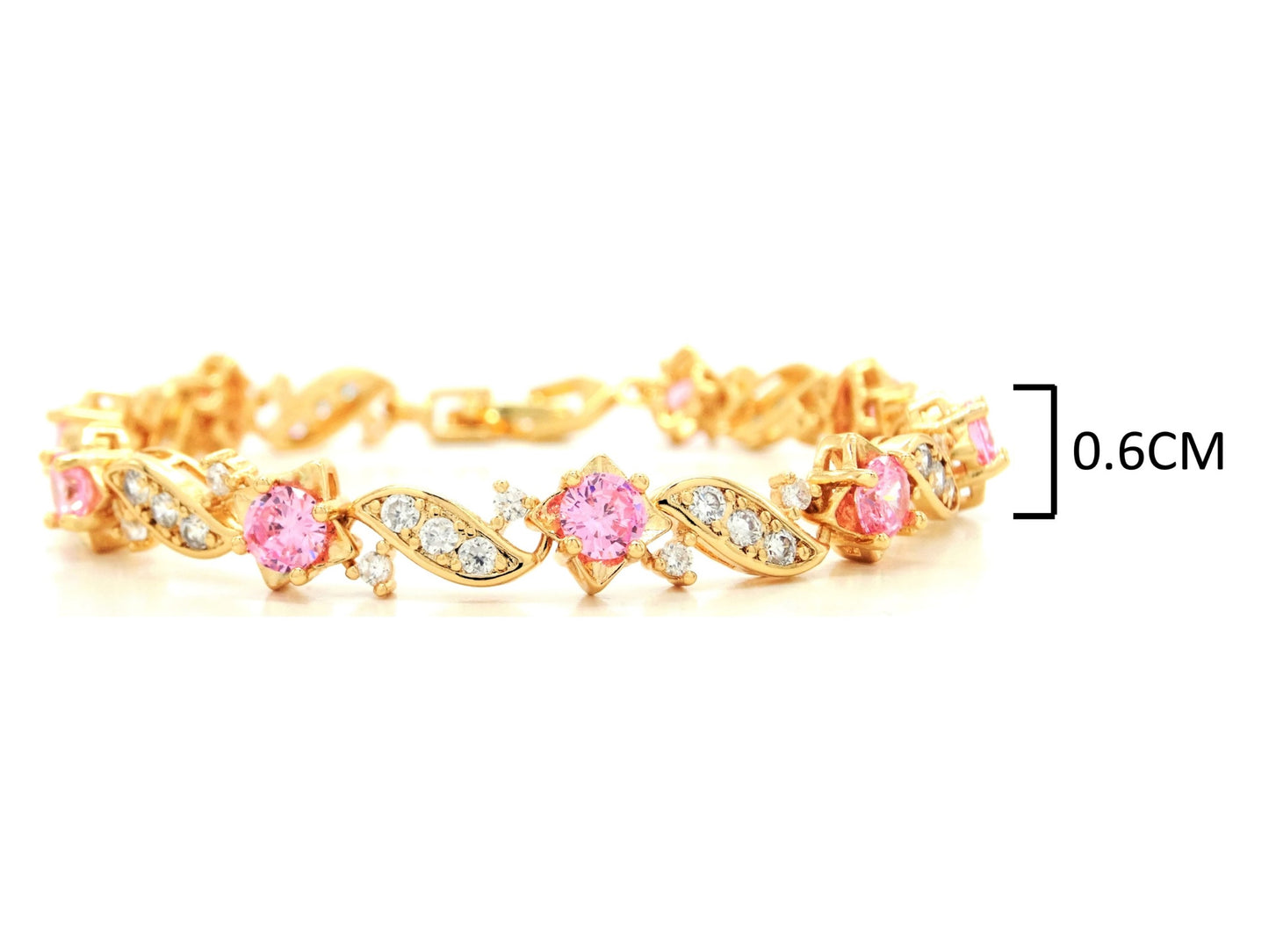 Yellow gold pink gems bracelet MEASUREMENT
