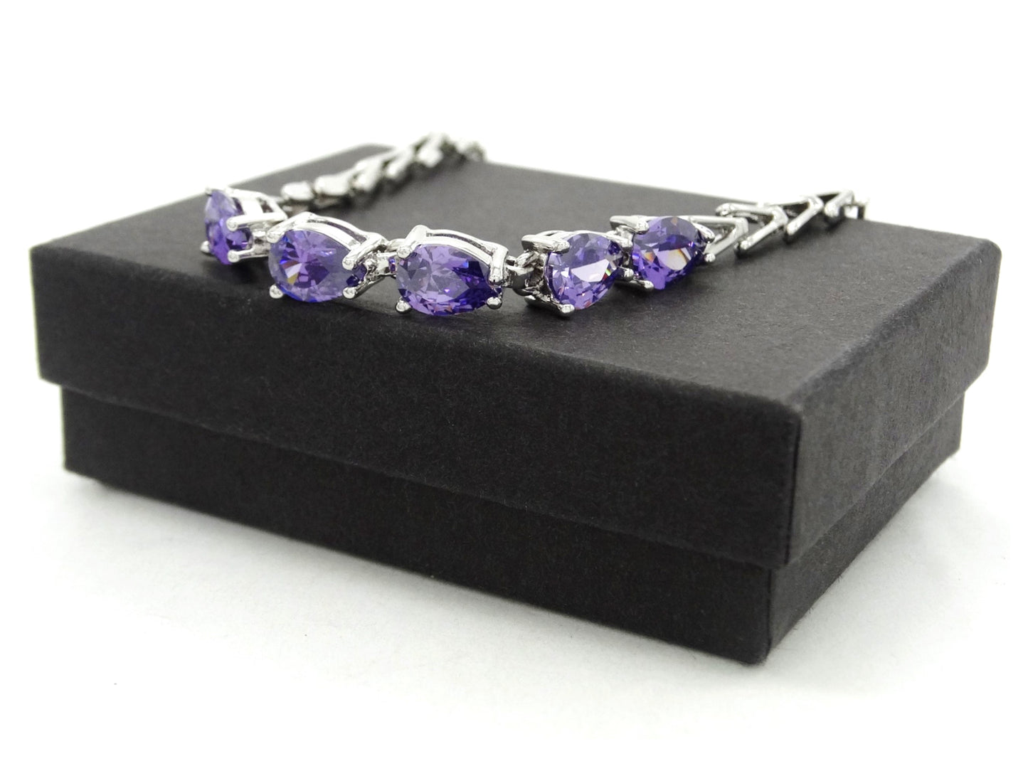 Sterling silver purple gems bracelet GIFT BOX