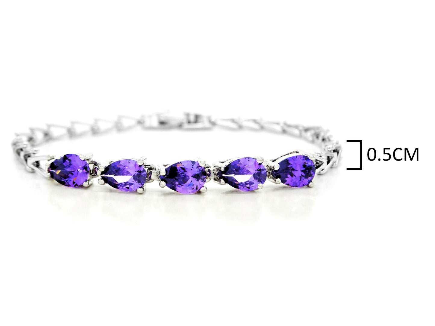 Sterling silver purple gems bracelet MEASUREMENT