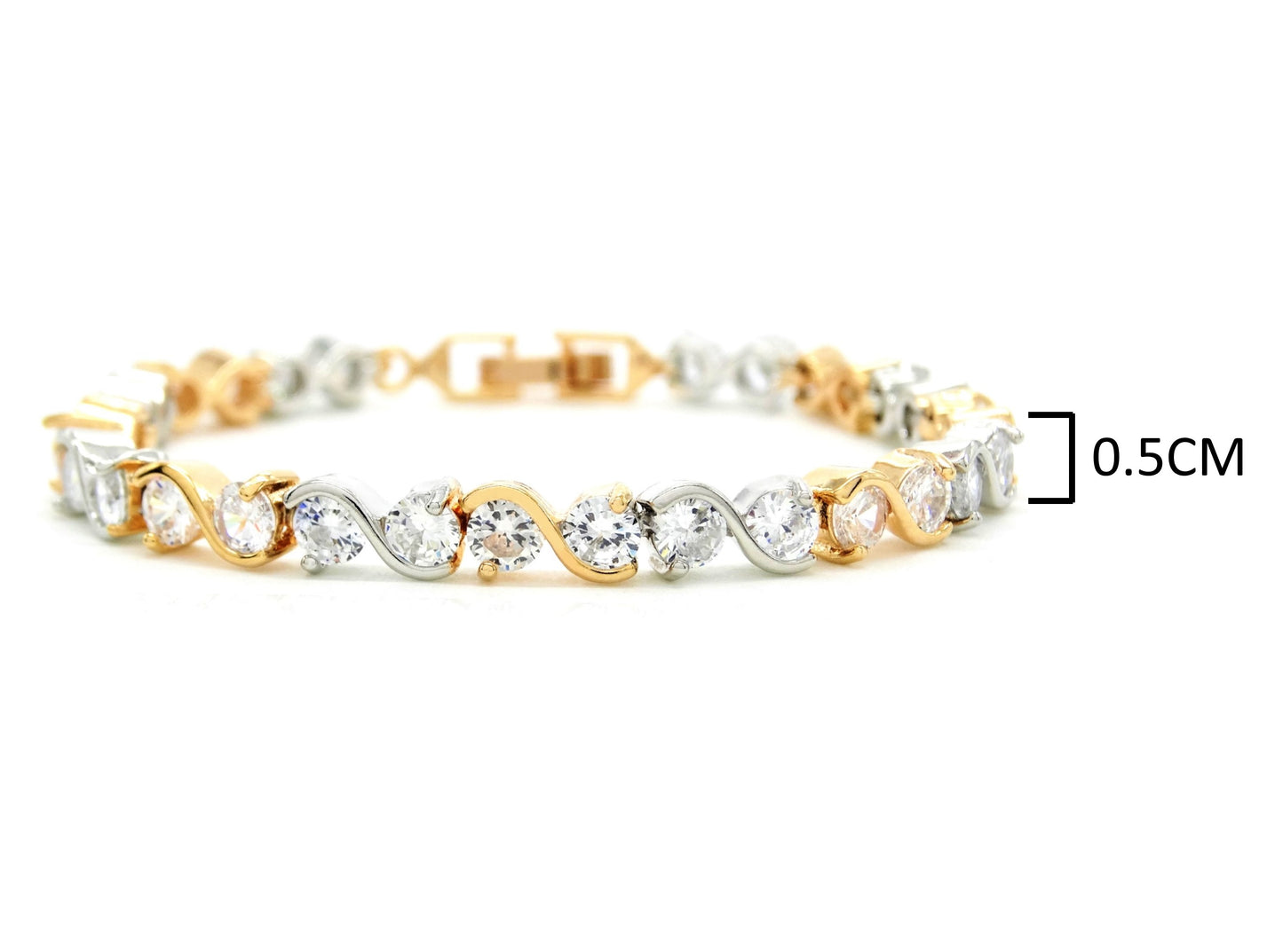 Yellow and white gold gems bracelet MEASUREMENT