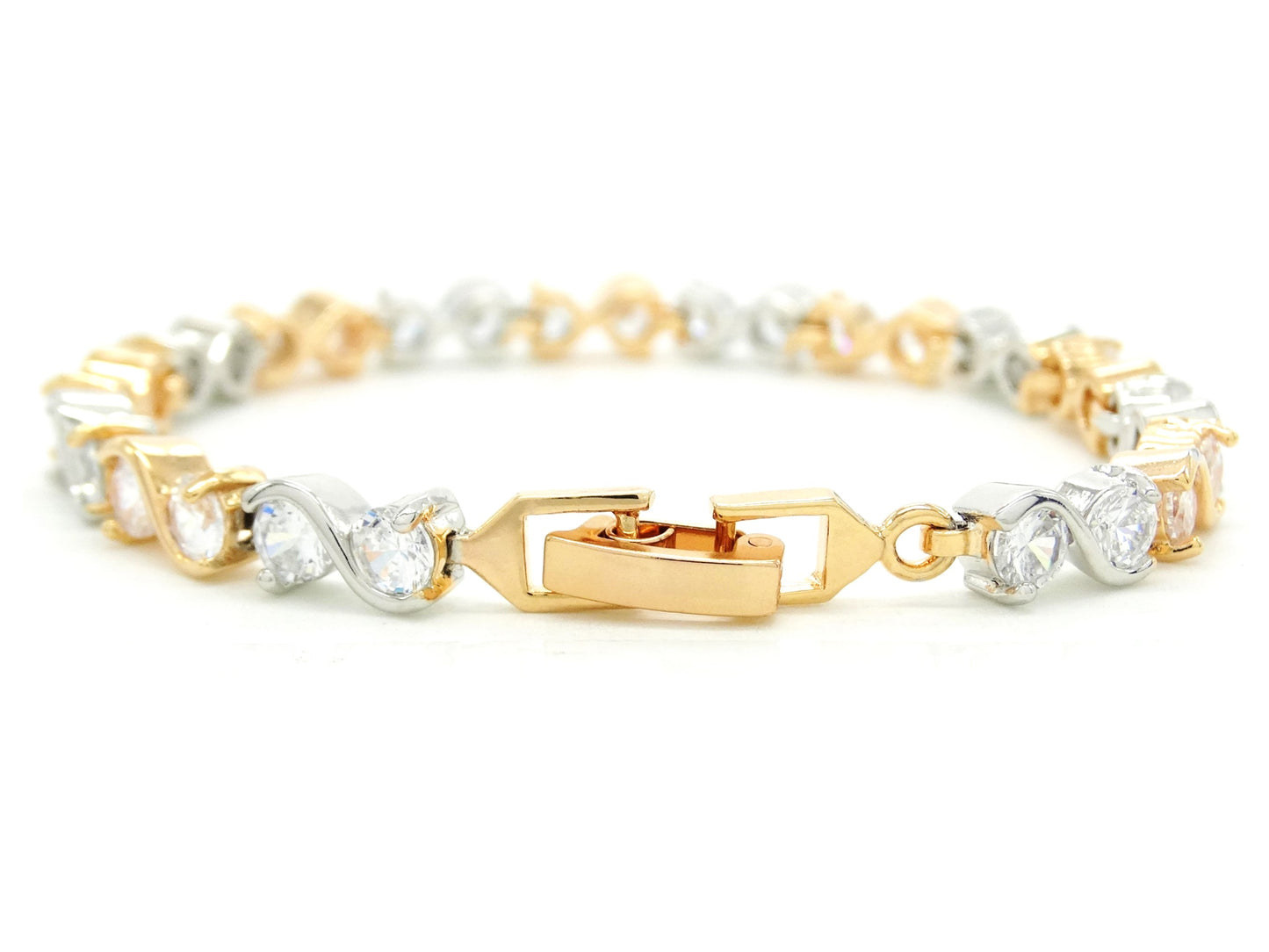Yellow and white gold gems bracelet FASTENING