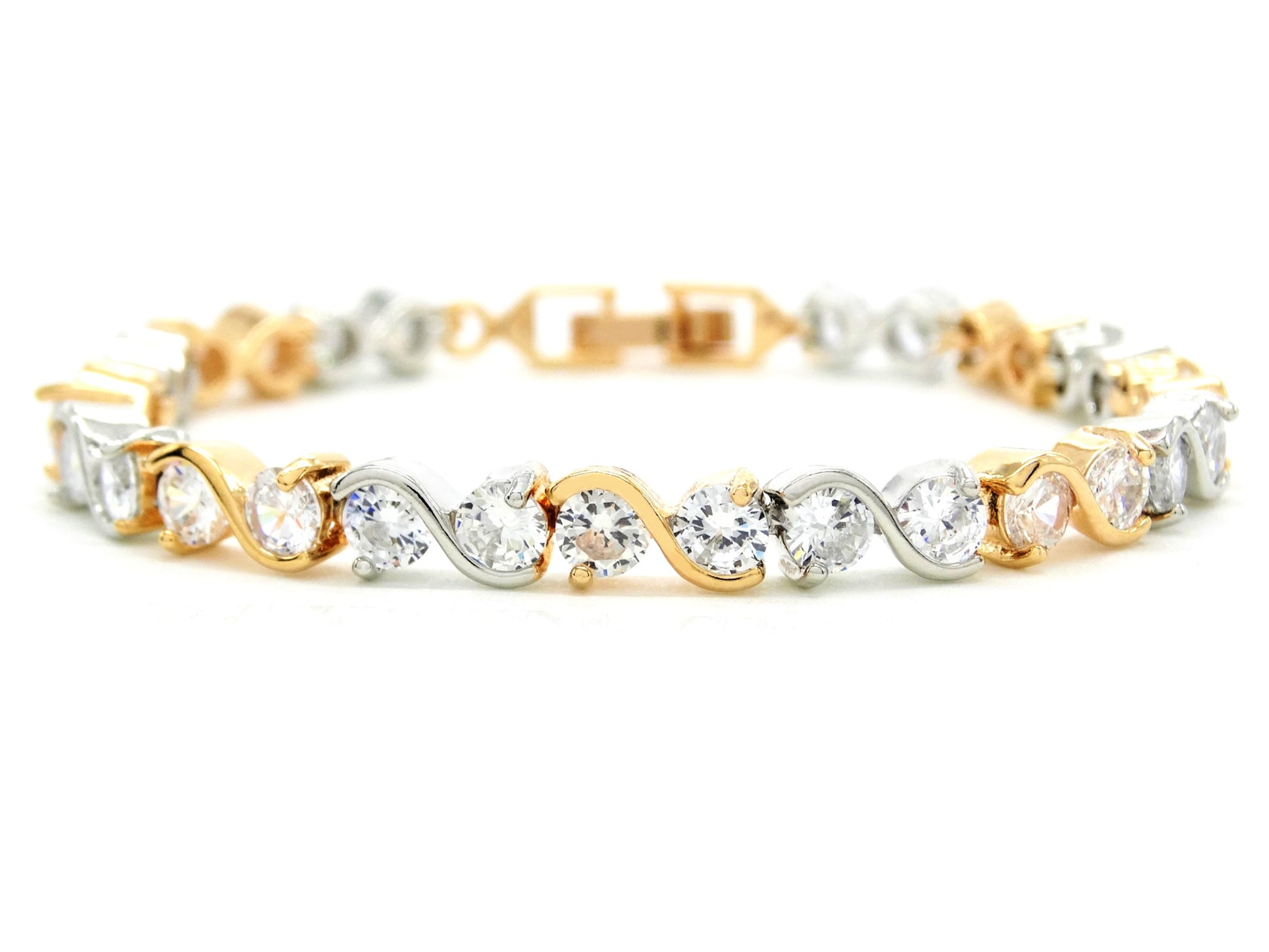 Yellow and white gold gems bracelet MAIN