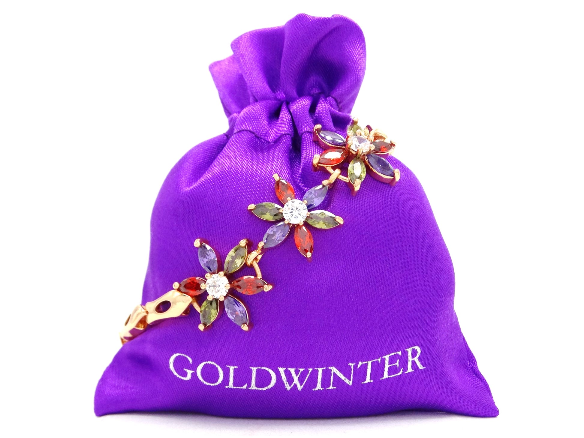 Gold rainbow flower marquise gems bracelet GIFT BAG