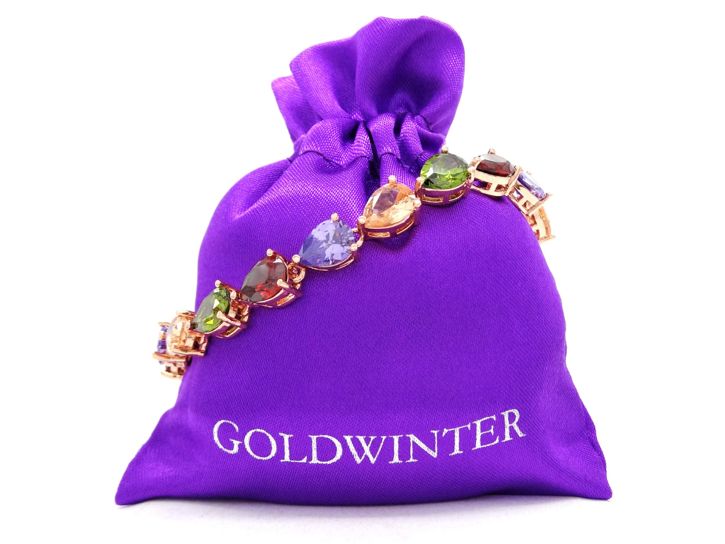 Rose gold different colored pear gems bracelet GIFT BAG
