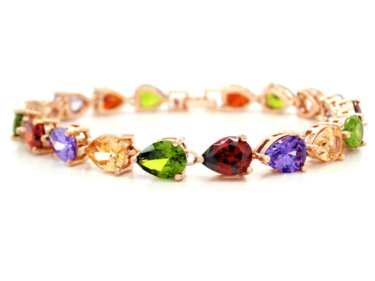 Rose gold different colored pear gems bracelet MAIN