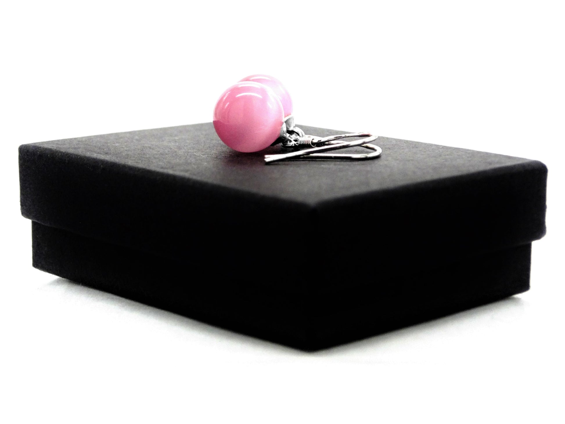 Pink moonstone ball earrings GIFT BOX
