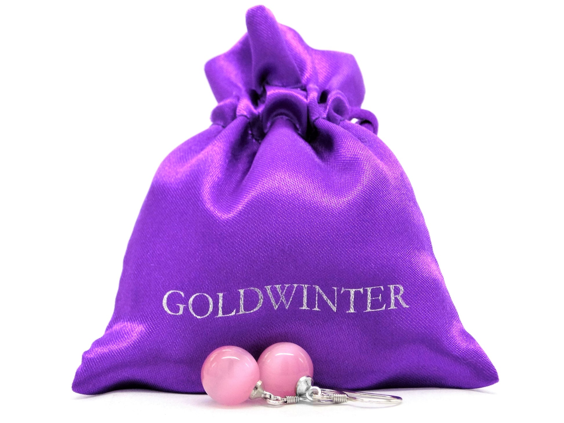 Pink moonstone ball earrings GIFT BAG
