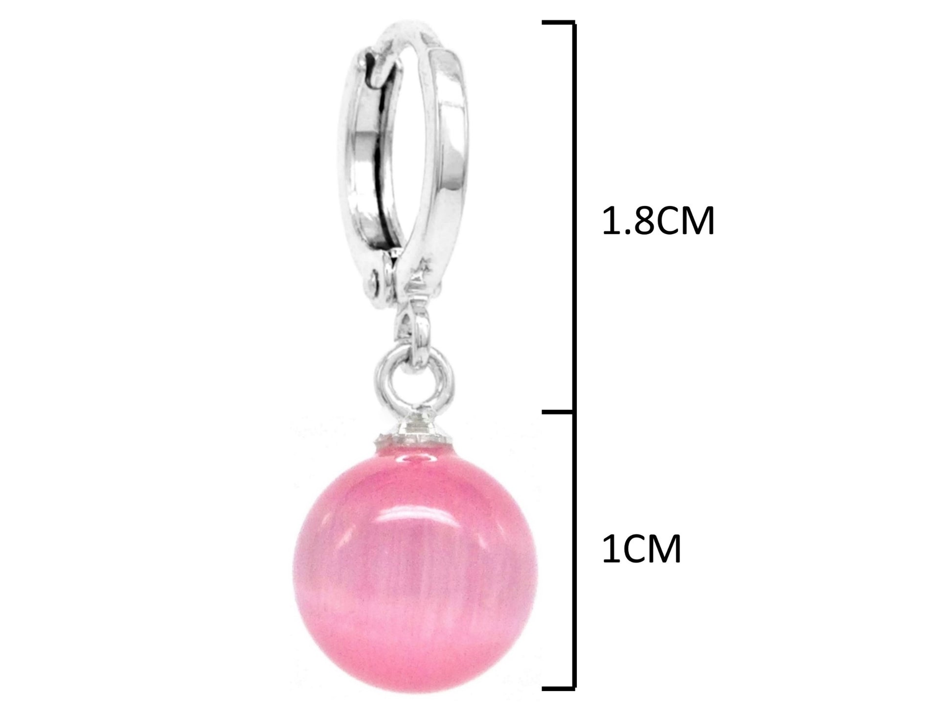 Pink moonstone hoop ball earrings MEASUREMENT