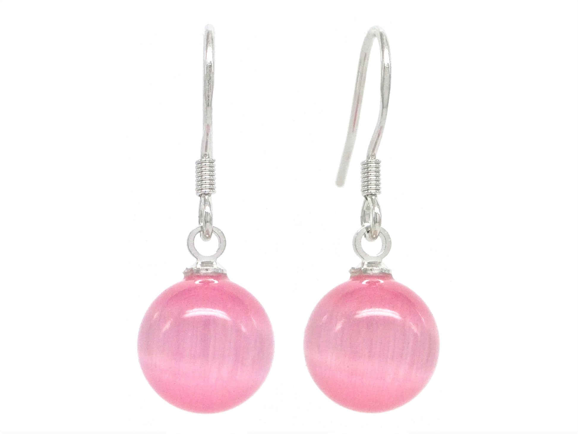 Pink ball moonstone earrings