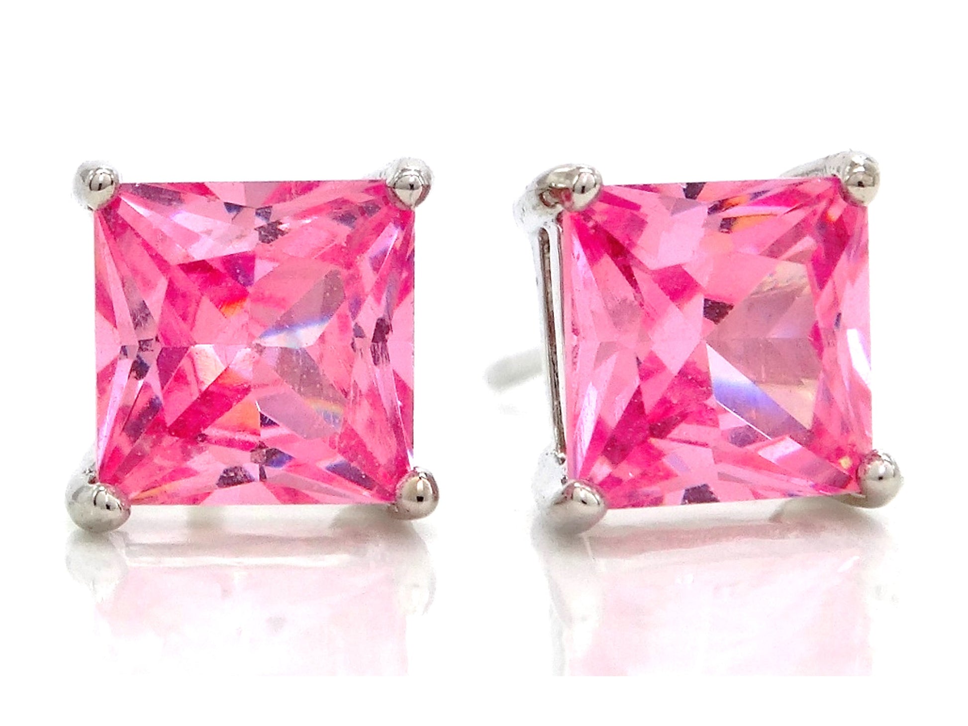 Pink princess stud earrings