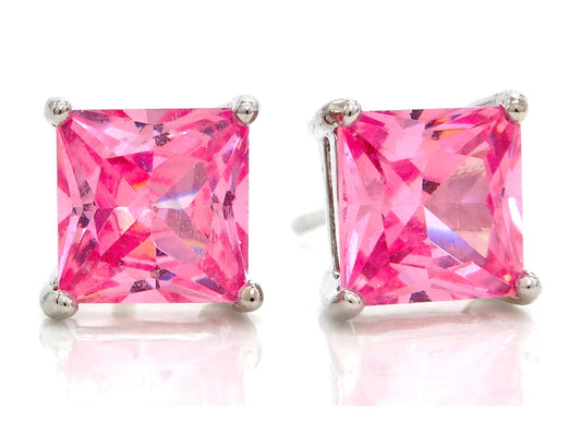 Pink princess stud earrings
