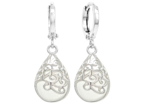 Decorated white moonstone hoop earrings MAIN