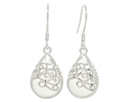 Decorated white moonstone earrings