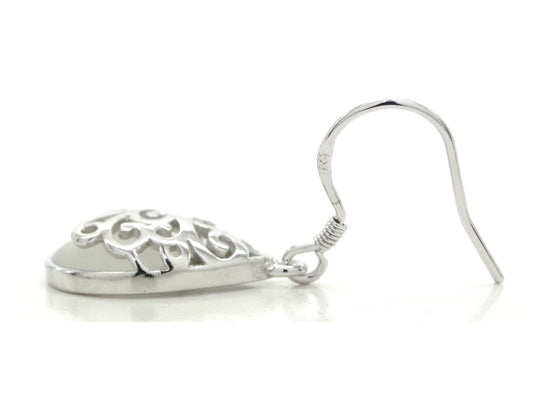 Decorated white moonstone earrings SIDE