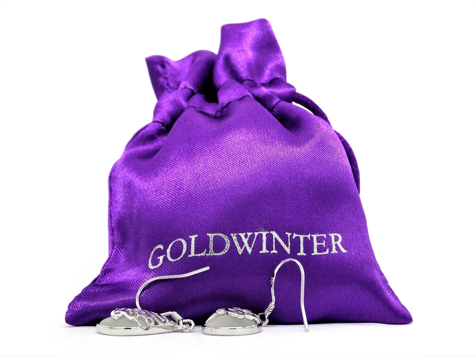 Decorated white moonstone earrings GIFT BAG