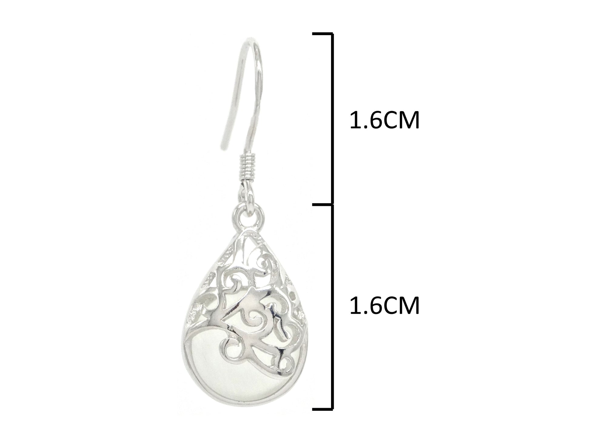 Decorated white moonstone earrings MEASUREMENT