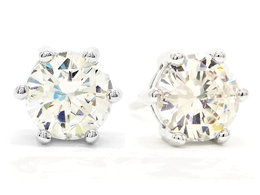 Clear gem silver stud earrings
