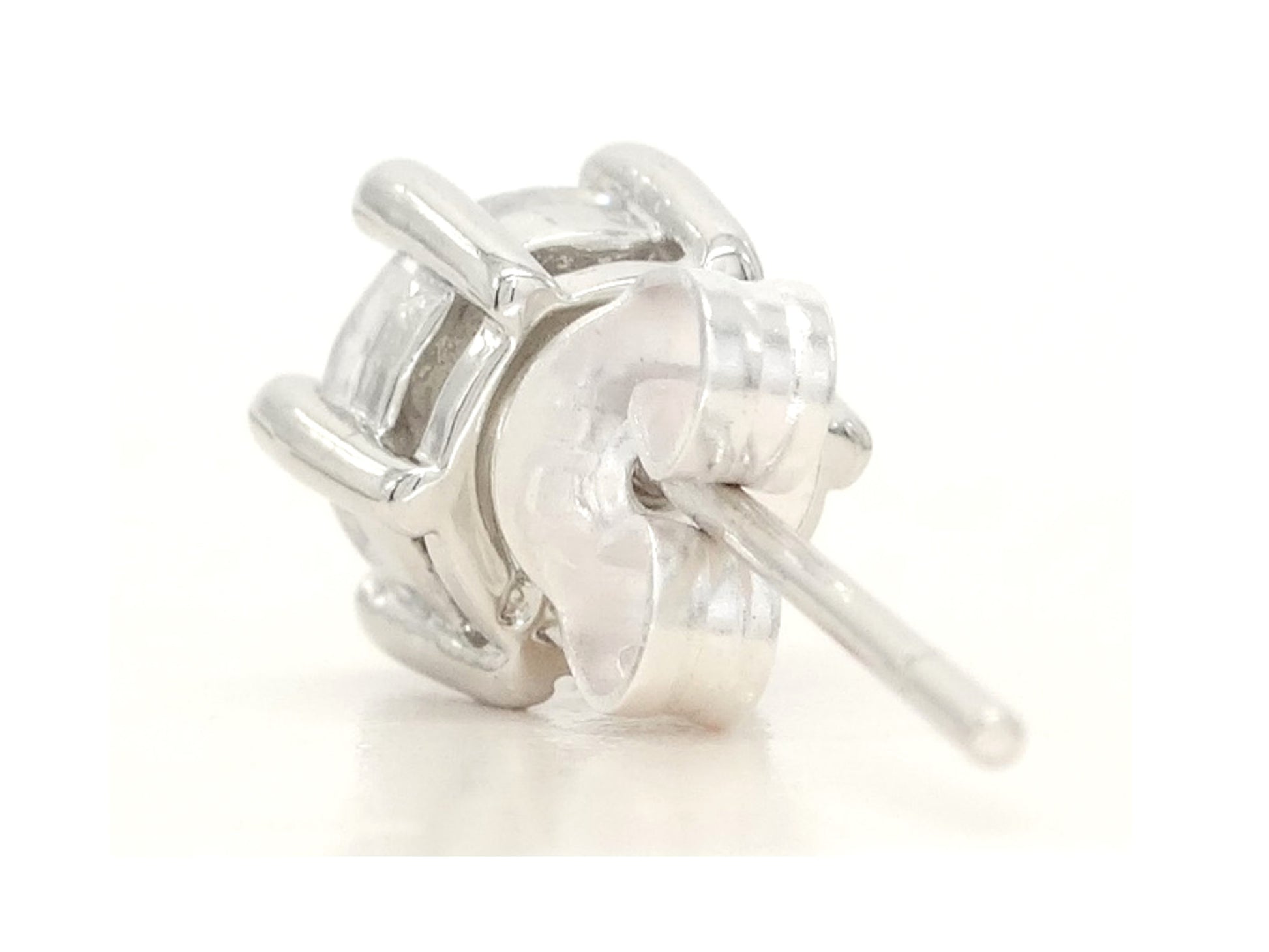 Clear gem silver stud earrings BACK