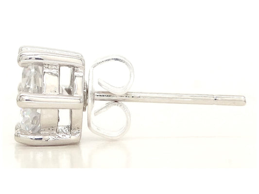 Clear gem silver stud earrings SIDE