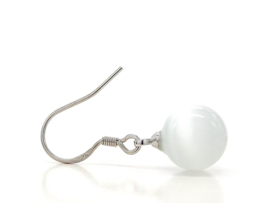 White moonstone ball necklace and earrings SIDE