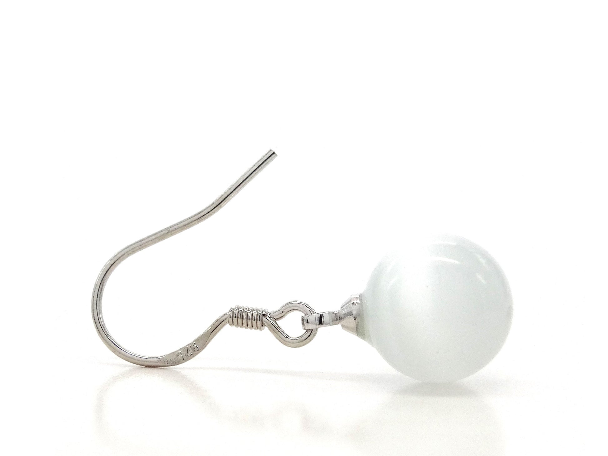 White moonstone ball earrings SIDE