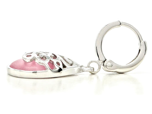 Decorated pink moonstone hoop earrings SIDE