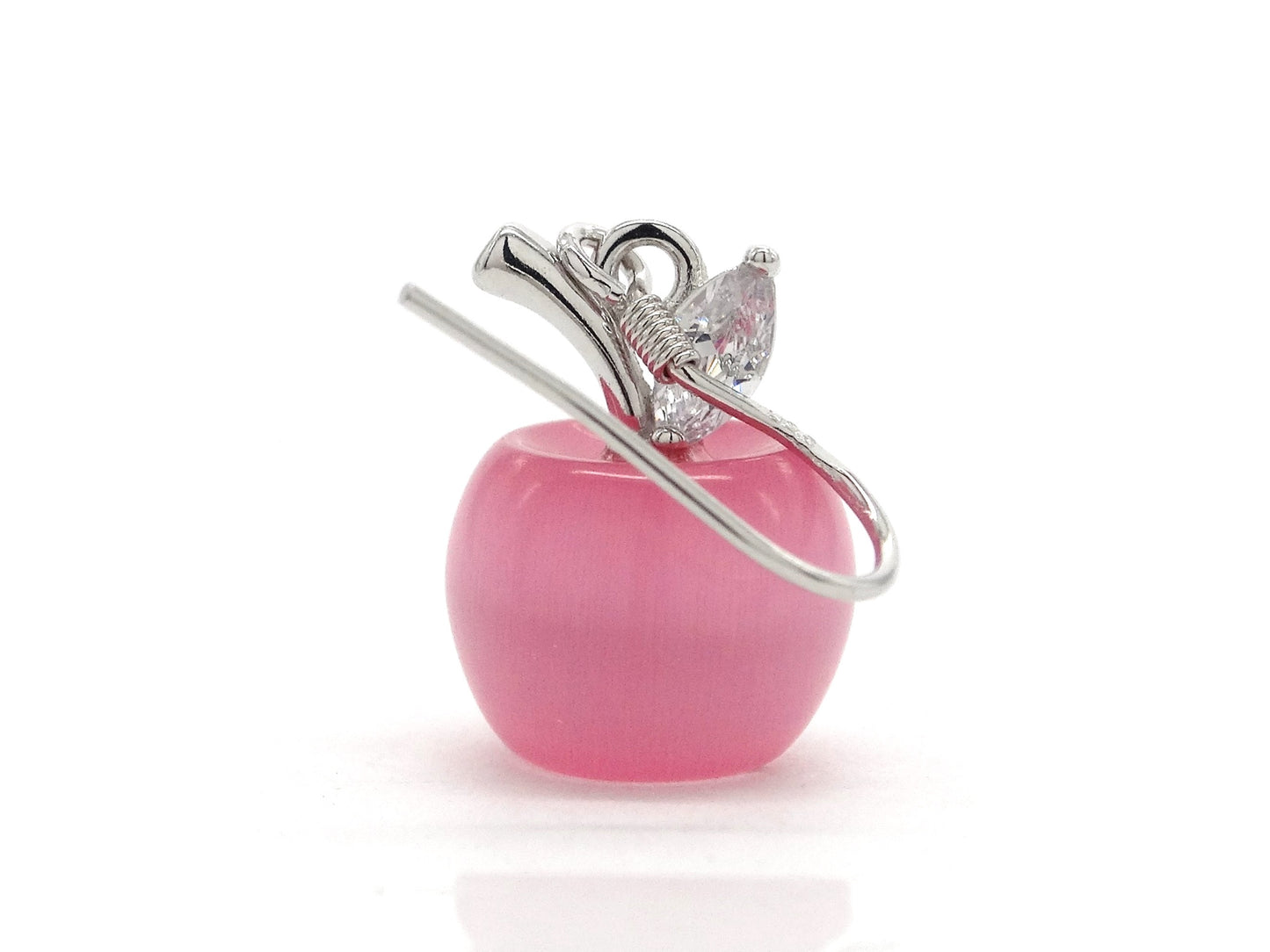 Pink apple earrings FRONT