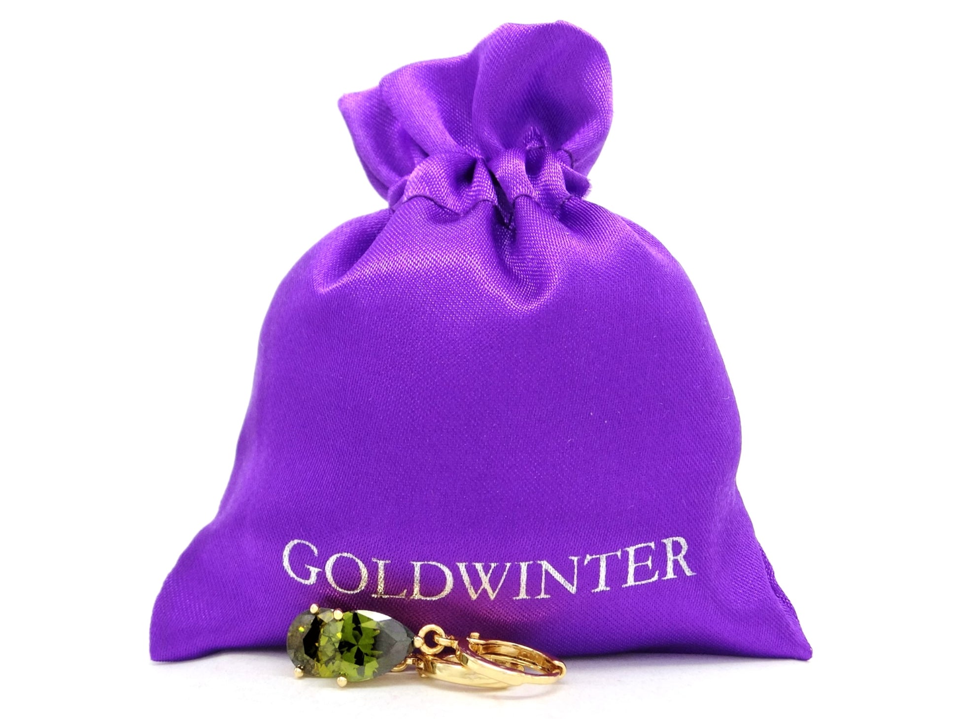 Gold green raindrop emerald type earrings GIFT BAG